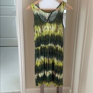 My Story Green Patterned Keyhole Back Dress XS